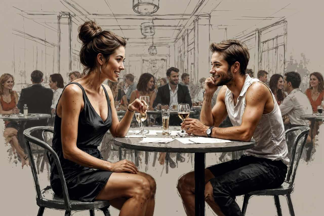 楽しそうに女性と会話をする男性