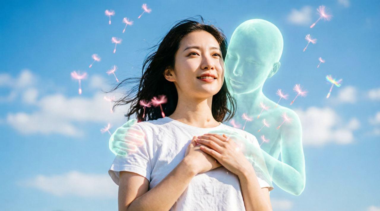 自宅で趣味を楽しみながら女性との会話を想像する男性