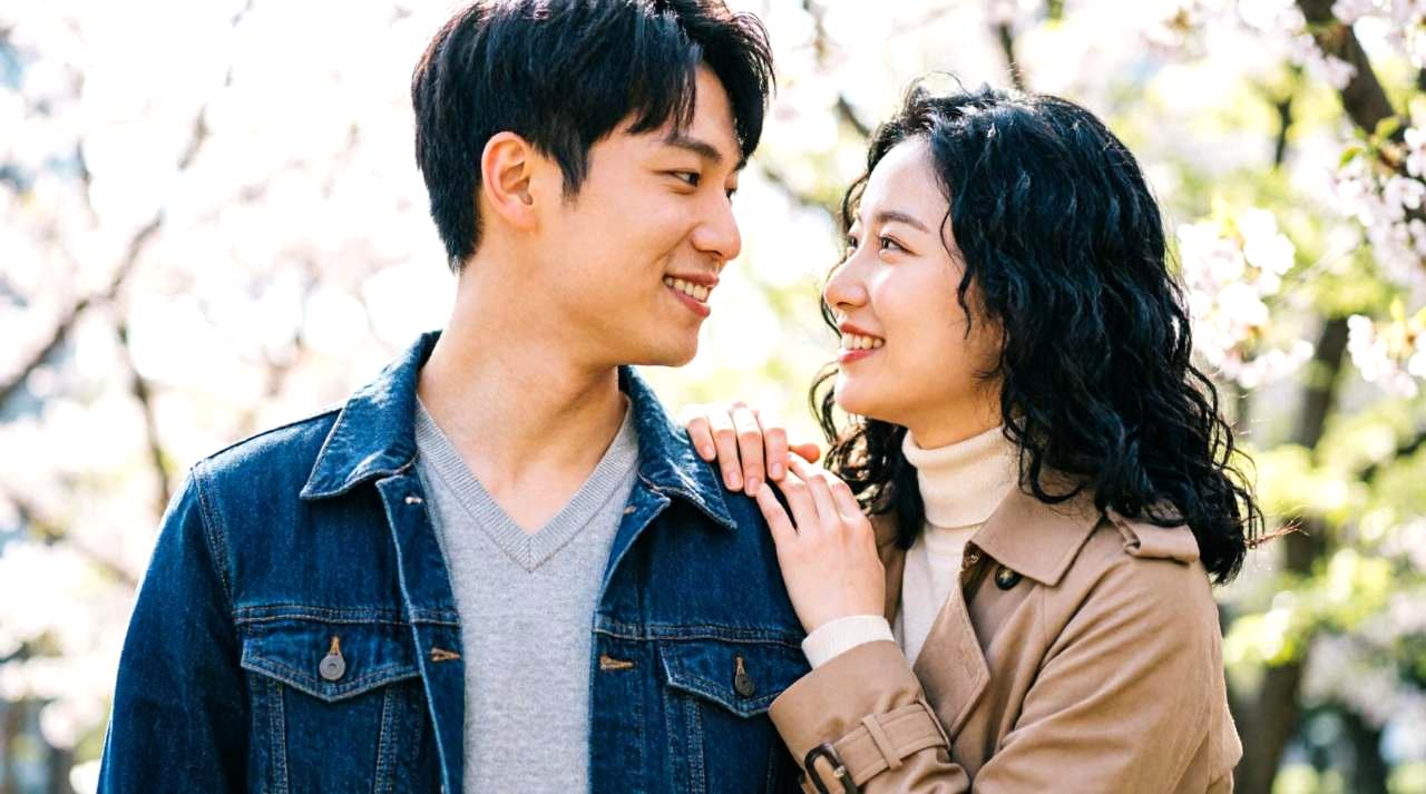 女性と楽しそうに会話する親しみやすい雰囲気の男性