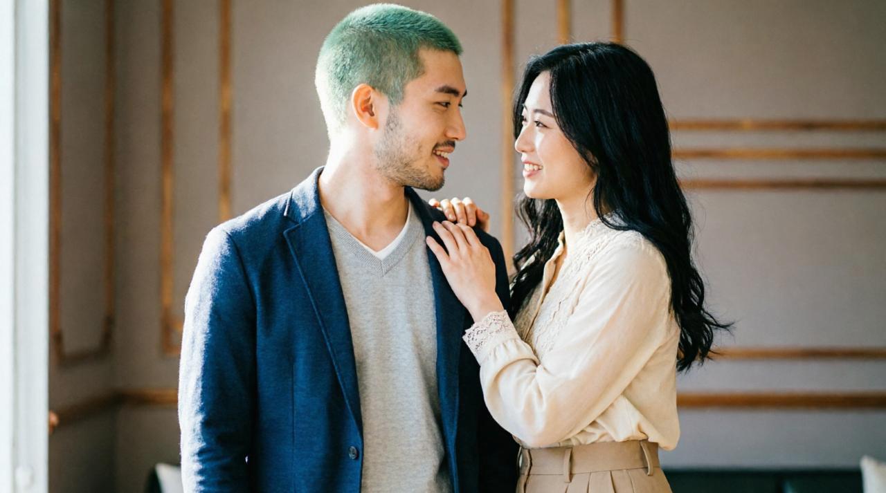 本命彼女と自然に会話し、信頼を深める男性のイメージ