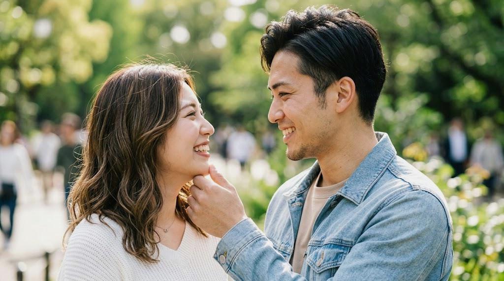清潔感のある男性が女性に好印象を与える場面