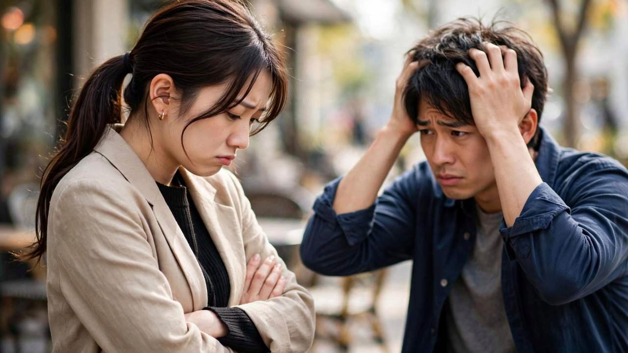 人の流れを見ながら場所を選ぶ男性のイメージ