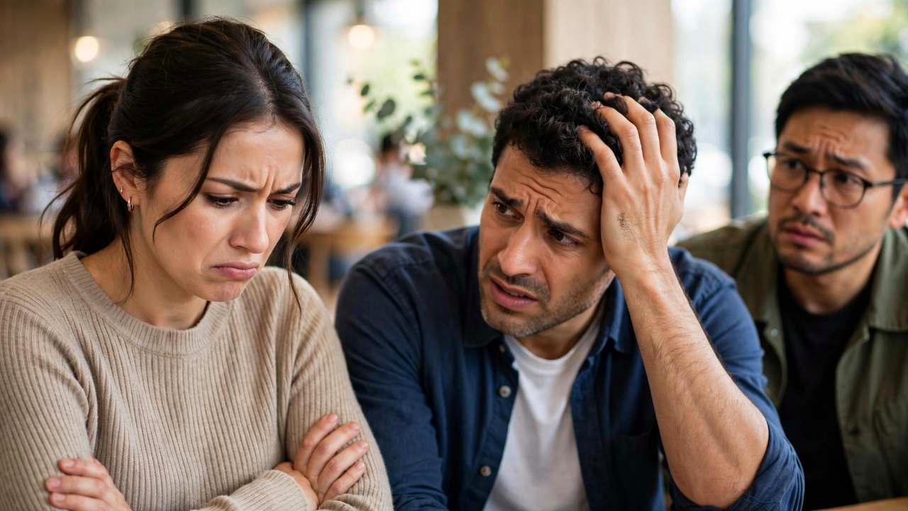 女性との会話で失敗してしまう男性のイメージ