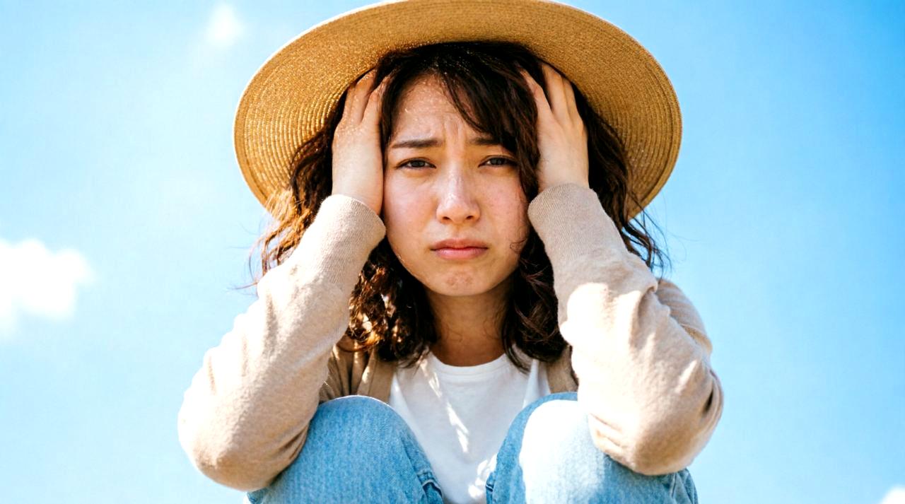 街中で女性に話しかけようとして躊躇する男性の後ろ姿